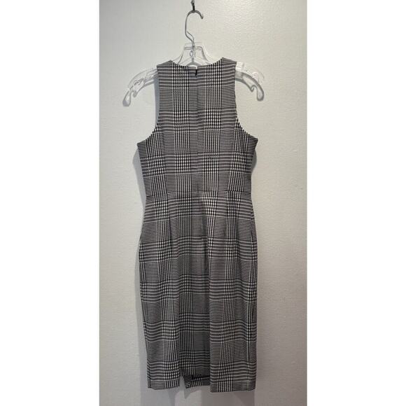 Banana Republic Size 8 Houndstooth Dress Sleeveless Sheath Bi Stretch Slit Work - Picture 2 of 8